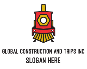 Railway Station - Red Locomotive Train logo design