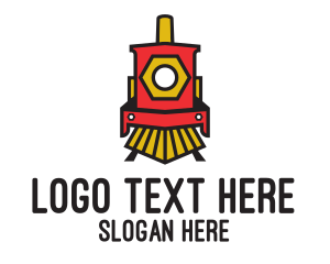 Steam Engine - Red Locomotive Train logo design