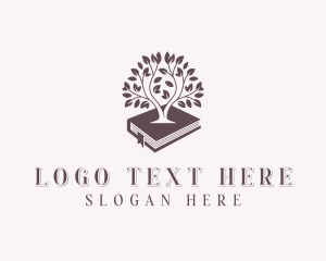 Library - Review Center Tree Book logo design