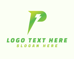 Green - Gradient Bolt Letter P logo design