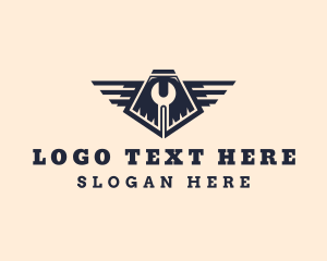 Worker - Industrial Wrench Wings logo design