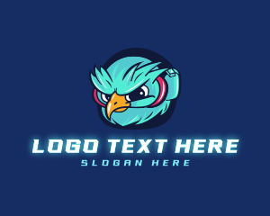 Headset - Neon Gaming Owl logo design