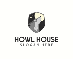 Howl - Wolf Howl Moon logo design
