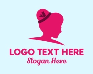 Hair Style - Pink Hair Ribbon logo design