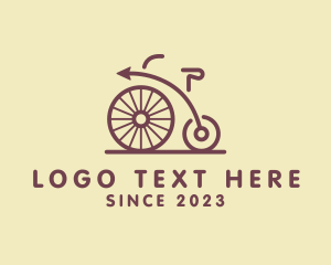 Old School - Penny Farthing Arrow Bike logo design