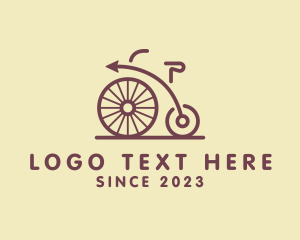 Cycling - Penny Farthing Arrow Bike logo design