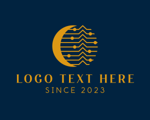 Modern - Gold Moon Telecommunication logo design