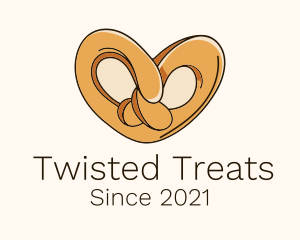 Pretzel - Heart Pretzel Knot logo design