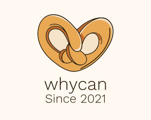 Dough - Heart Pretzel Knot logo design