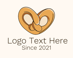 Pretzel - Heart Pretzel Knot logo design