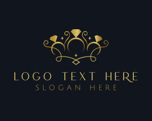 Letter Ov - Golden Ring Crown Jewelry logo design