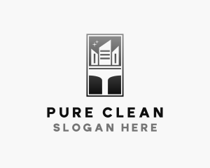 Squeegee Building Window Cleaner logo design