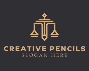 Sword Pencil Scale logo design