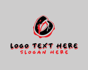 Hip Hop Label - Splatter Graffiti Letter O logo design