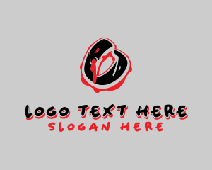 Blood - Splatter Graffiti Letter O logo design