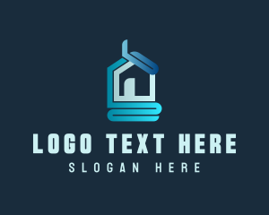 Blockchain - Blue Abstract House logo design