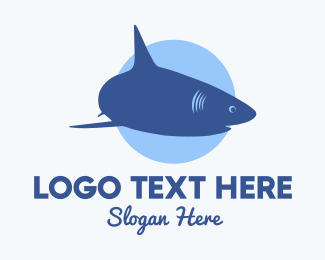 Swimming Blue Shark  Logo