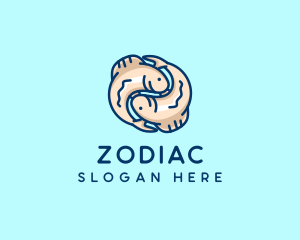 Fish Pisces Zodiac  logo design