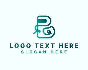 App - Gradient Modern Ribbons Letter B logo design