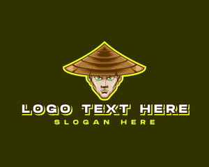 Mascot - Asian Farmer Hat logo design