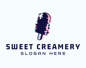 Creamery - Glitch Popsicle Stick logo design