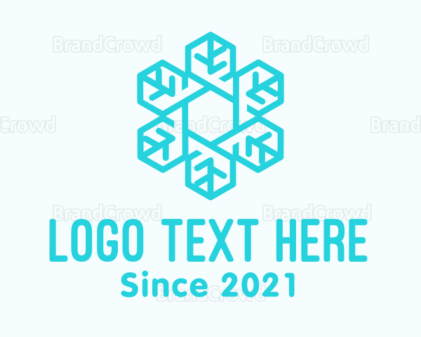 Blue Snowflake Outline Logo