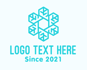 Weather - Blue Snowflake Outline logo design