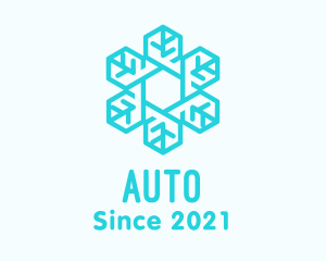 Cold - Blue Snowflake Outline logo design