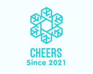 Snow - Blue Snowflake Outline logo design
