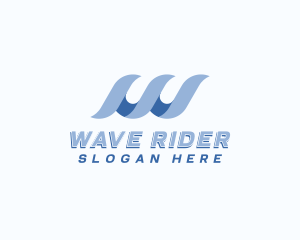 Wave Surfing Letter W logo design