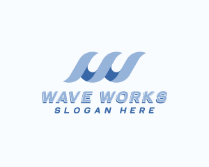 Wave Surfing Letter W logo design