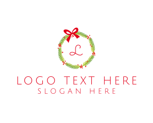 Christmas - Christmas Ribbon Wreath logo design