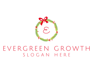 Christmas Ribbon Wreath logo design