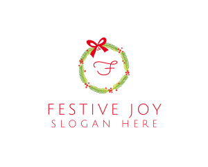 Christmas - Christmas Ribbon Wreath logo design