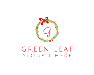 Christmas Ribbon Wreath logo design