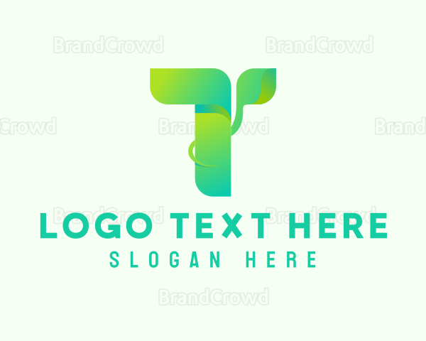 Garden Plant Letter T Logo