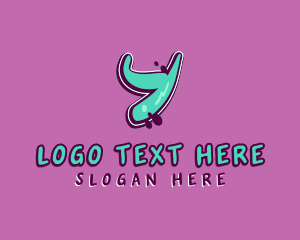 Green And Pink - Funky Graffiti Letter Y logo design