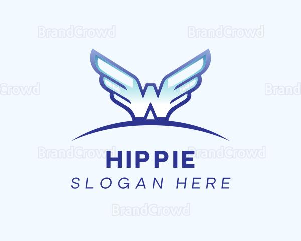 Blue Wings Letter W Logo