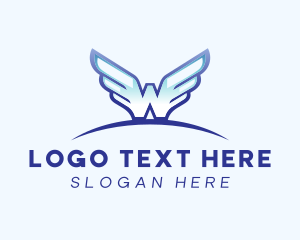 Flight - Blue Wings Letter W logo design