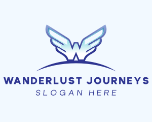 Blue Wings Letter W logo design