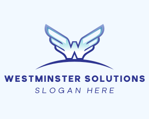 Blue Wings Letter W logo design