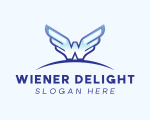 Blue Wings Letter W logo design