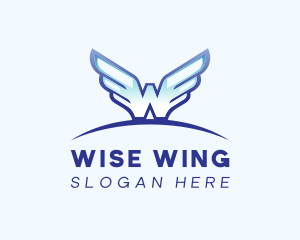 Blue Wings Letter W logo design