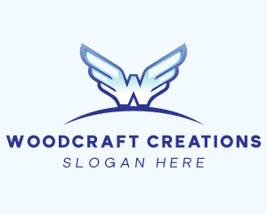 Blue Wings Letter W logo design