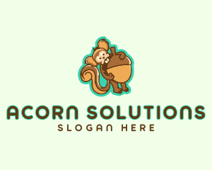Cartoon Squirrel Acorn logo design