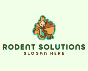 Cartoon Squirrel Acorn logo design