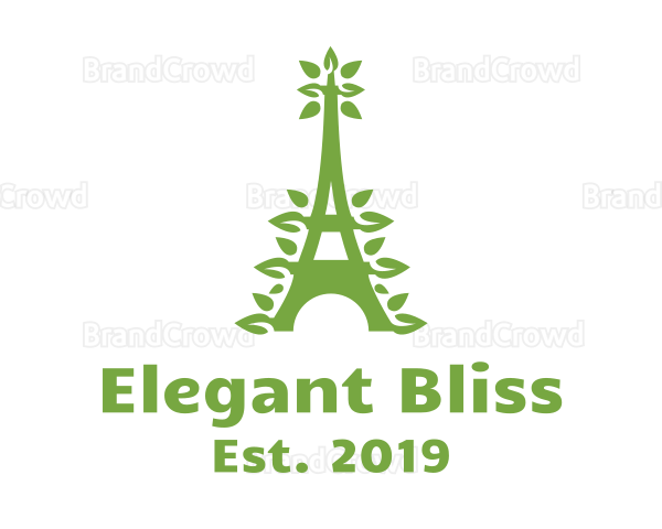 Green Leafy Eiffel Tower Logo