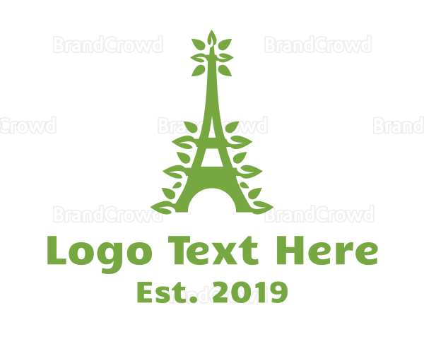 Green Leafy Eiffel Tower Logo