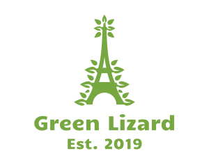 Green Leafy Eiffel Tower logo design