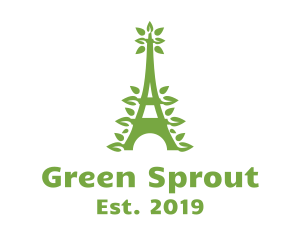 Green Leafy Eiffel Tower logo design